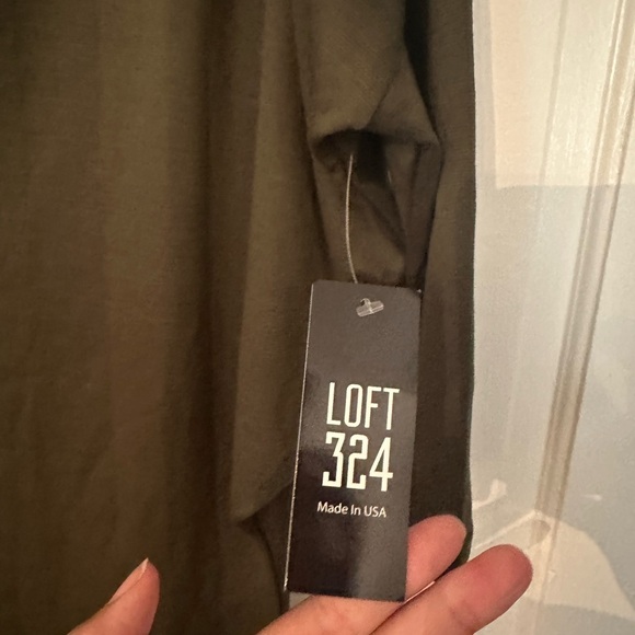 Loft 324 Slouchy Off Shoulder Army Green Midi Dress - Picture 5 of 10